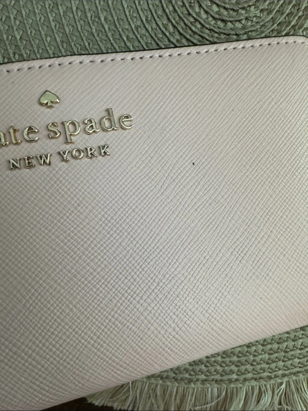 kate spade blush pink zip-around Saffiano wallet